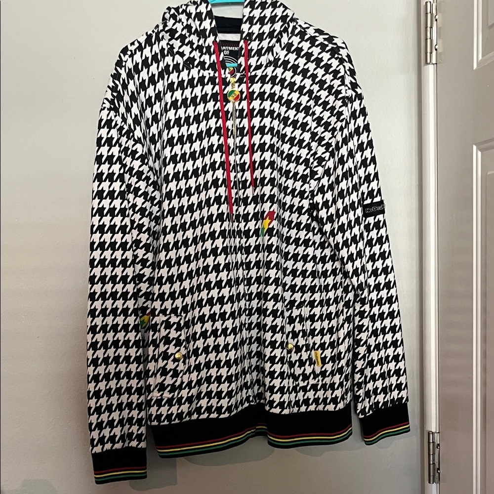 Black and White Unisex Houndstooth Hoodie